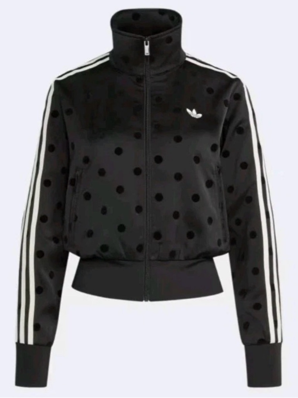 adidas Black Polka Dot Track Bomber Jacket with White Stripes